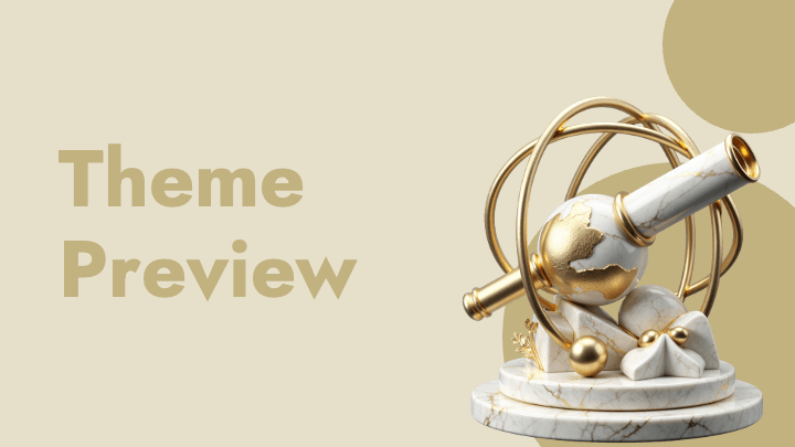 Beige marble texture with gold geometric sculpture and circular design elements